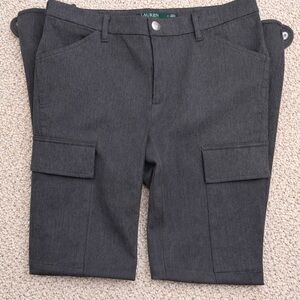 These are Lauren Ralph Lauren utility/cargo-style pants, size 2, charcoal gray.
